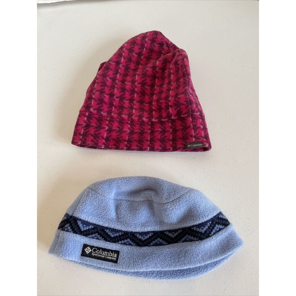 2x Columbia Fleece Winter Beanie Hat Women's Small Medium S/M - Lot Of 2 Hats